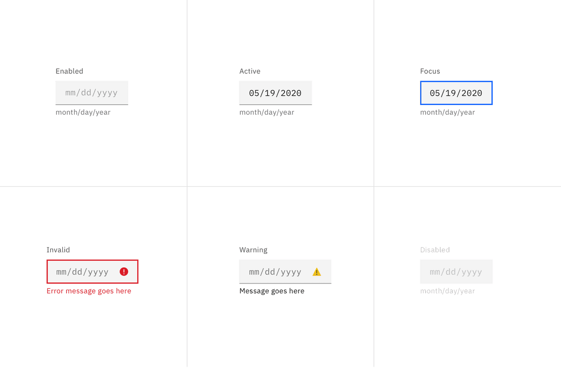 Simple date input states